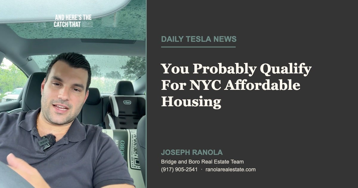 Daily Tesla News episode on who qualifies for NYC affordable housing and AMI income limits