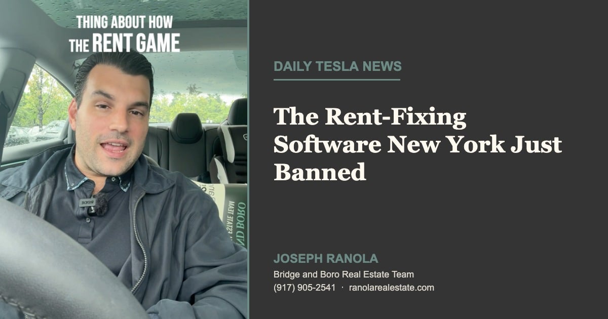 Daily Tesla News episode on the RealPage rent-fixing software New York just banned
